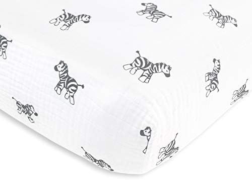 Amazing Baby Cotton Muslin Fitted Crib Sheet, Zebra, Soft Black | Amazon (US)