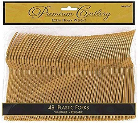 Premium Heavy Weight Plastic Forks | Gold | Pack of 48 | Party Supply | Amazon (US)