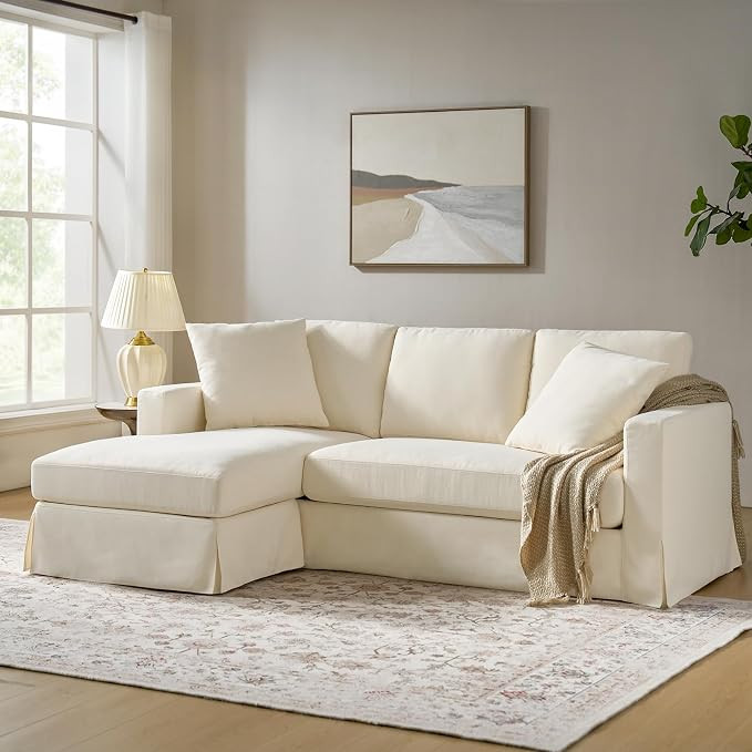 HULALA HOME 85" Slipcovered Sofa with Removable & Washable Cover, 3-Seater Farmhouse Chaise Sofa ... | Amazon (US)