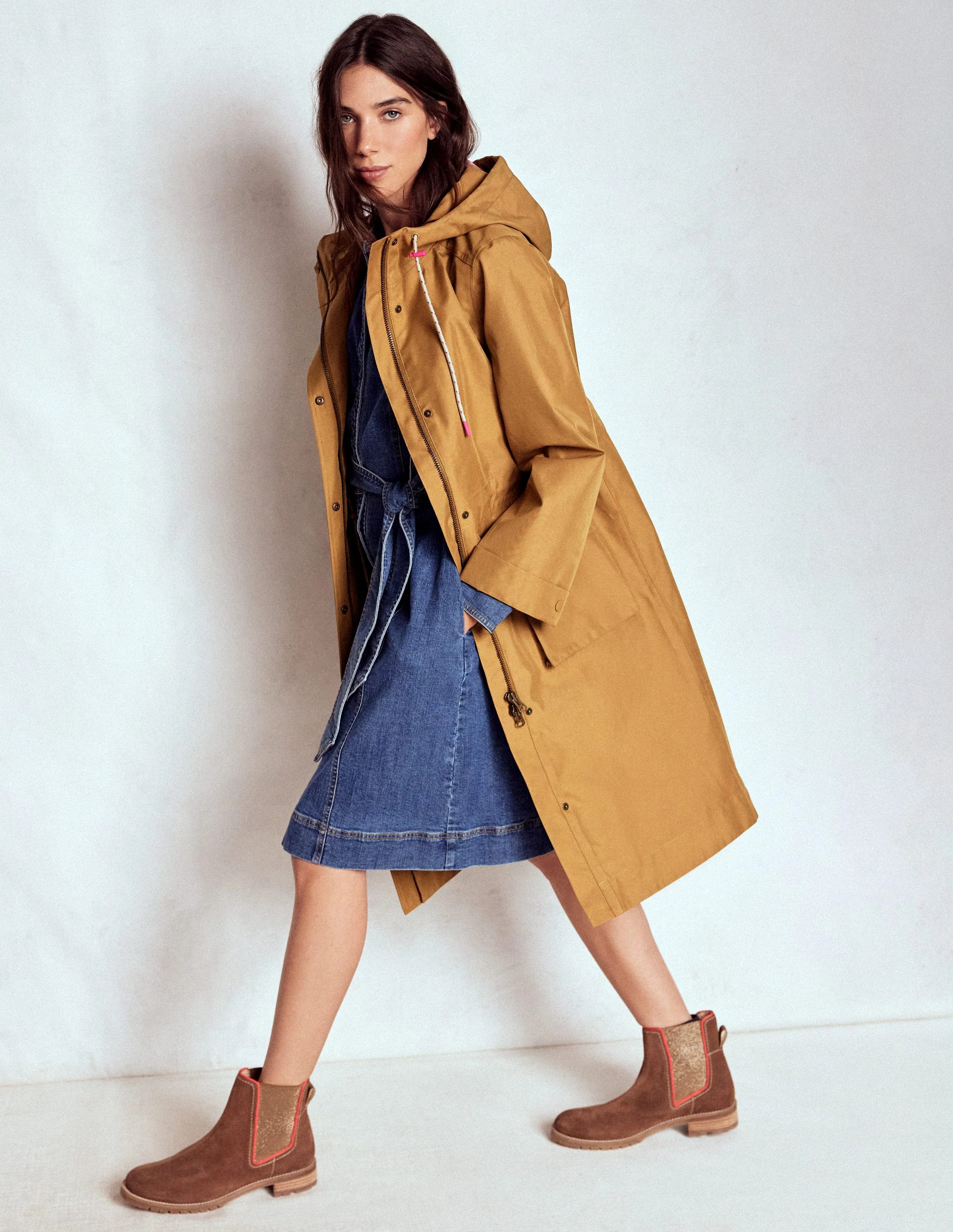 Longline Rain Mac-Hazelnut Brown | Boden (US)