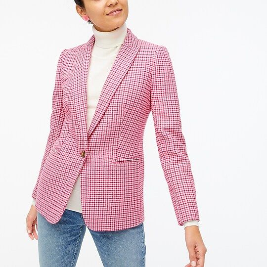 Wool-blend one-button blazer in houndstooth | J.Crew Factory