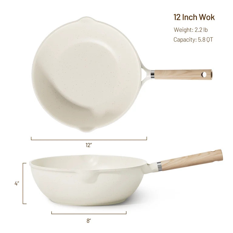 Carote Nonstick Wok with Induction 12" Non-Stick Saute Pan, All Stoves Compatible, Bon Appetit, W... | Walmart (US)