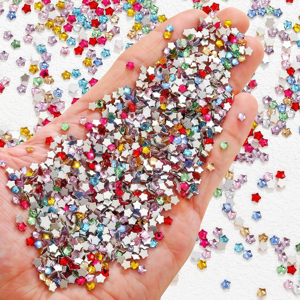 300Pcs Colorful Stars Rhinestones for Nails 3D Clear Resin Shiny Five Pointed Star Nail Rhineston... | Amazon (US)