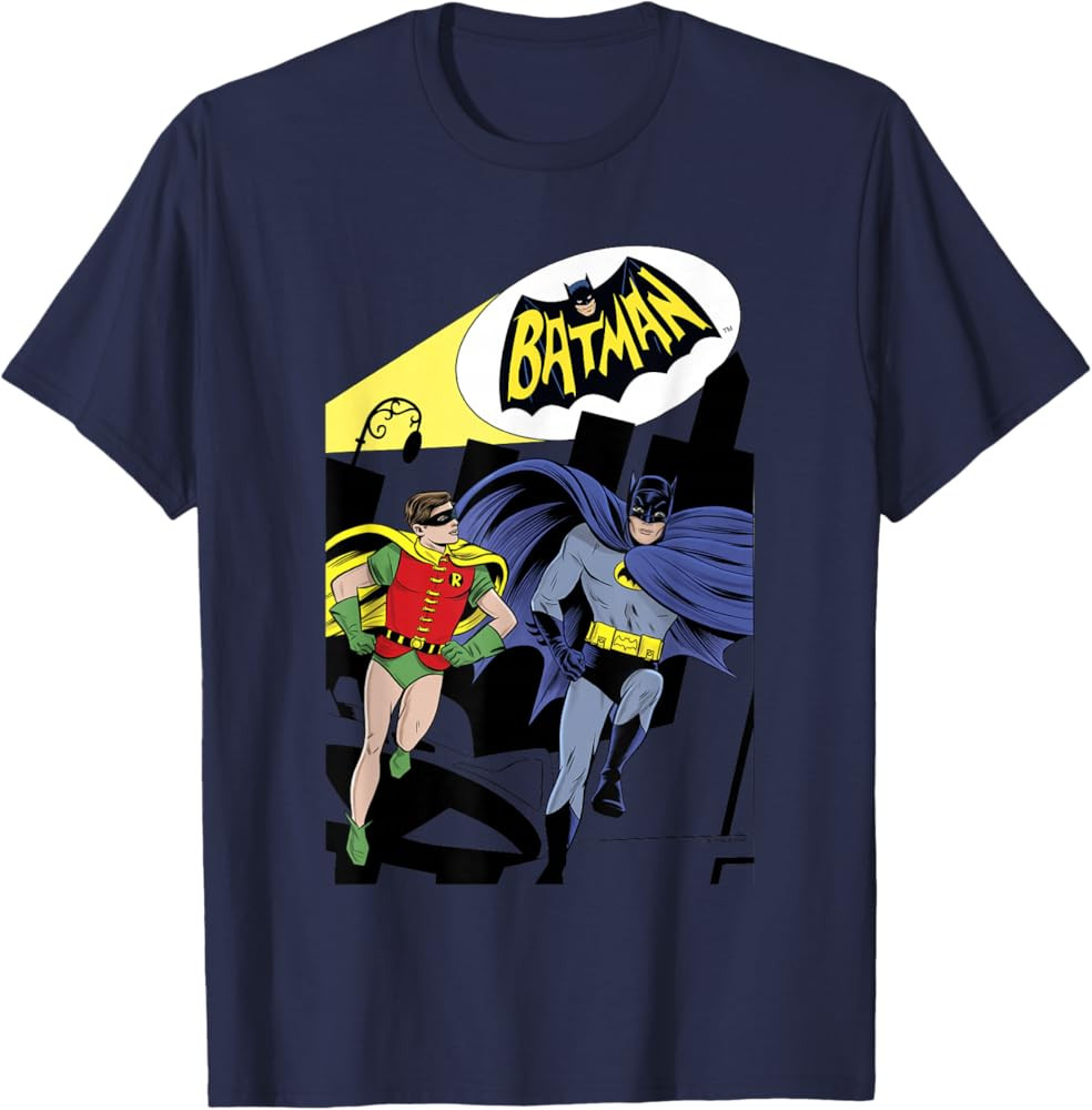 Batman Vintage Classic Batman & Robin Comic Spotlight Heroes T-Shirt | Amazon (US)