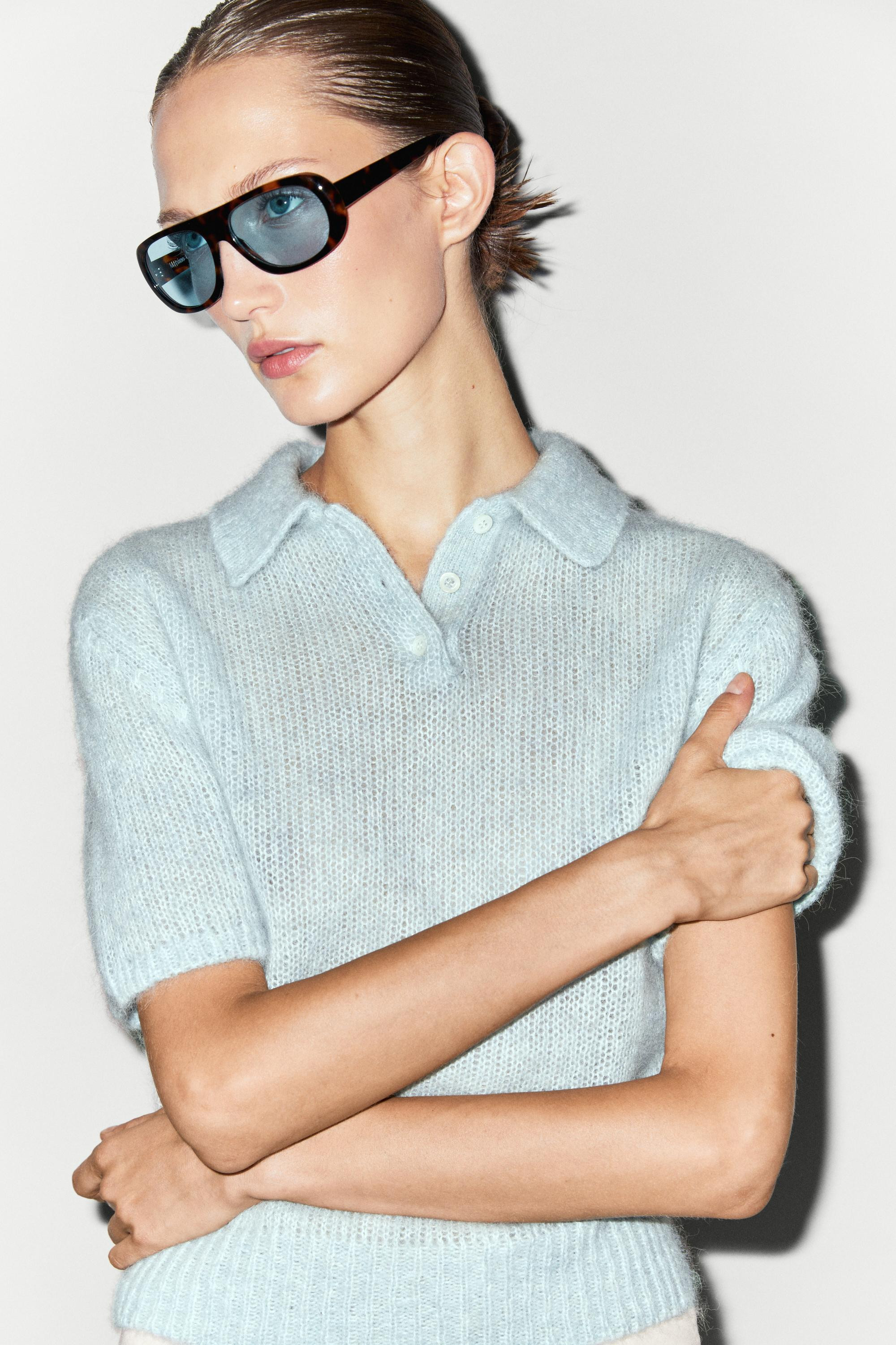 Alpaca blend knit polo sweater | Massimo Dutti US