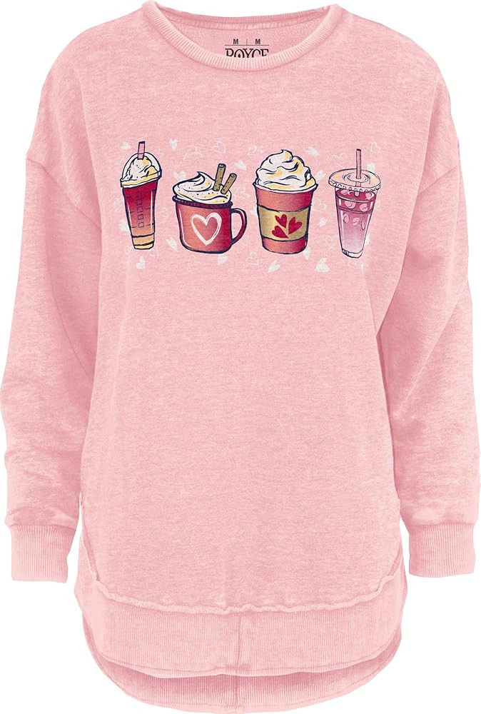 Melange Poncho Fleece: Long Sleeve Crew Neck Hi-Lo Round Bottom, Valentine Coffee | Amazon (US)