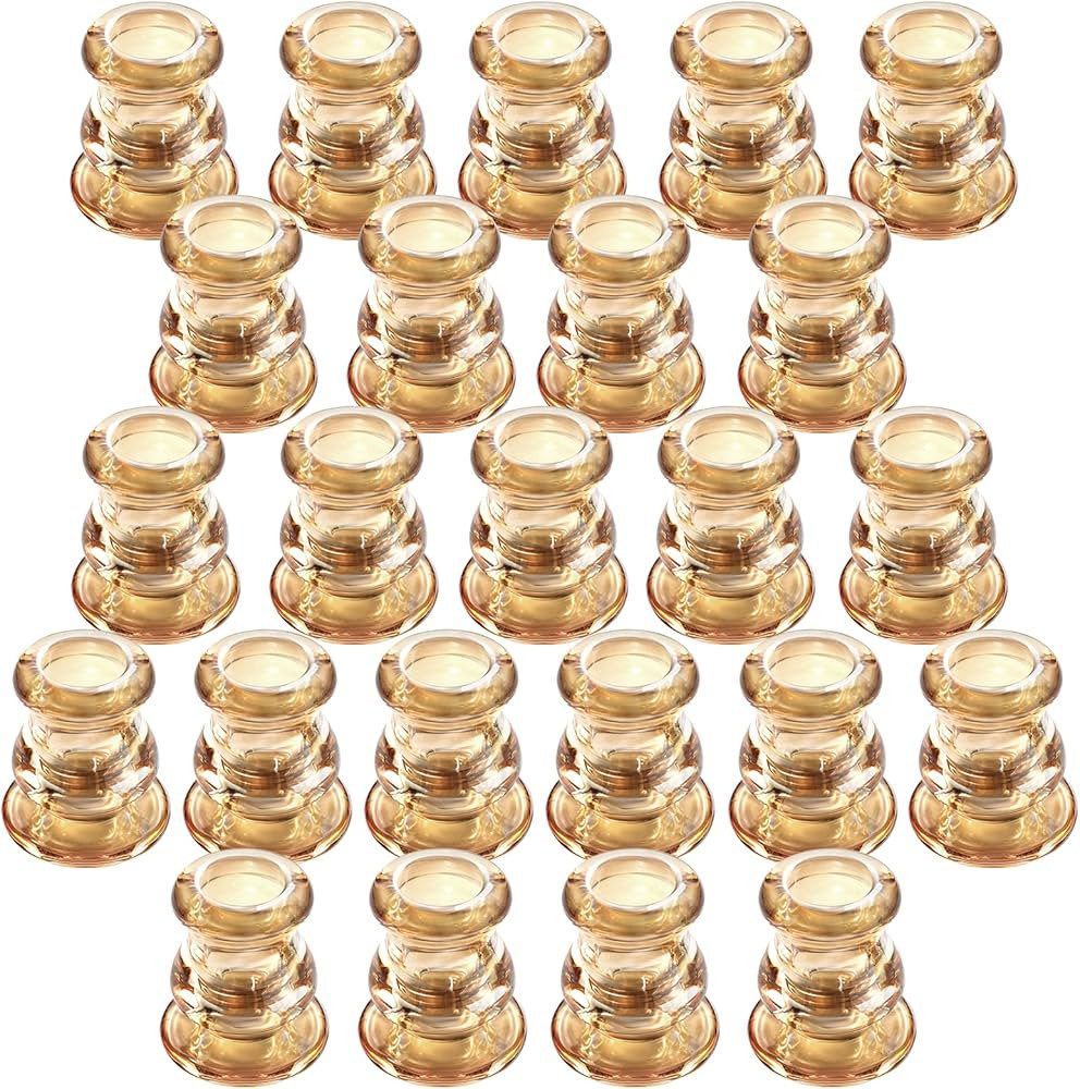 Gold Candlestick Holders 24PCS, 2.1" H Taper Candle Holders Bulk for Pillar Candles, Taper Candle... | Amazon (US)