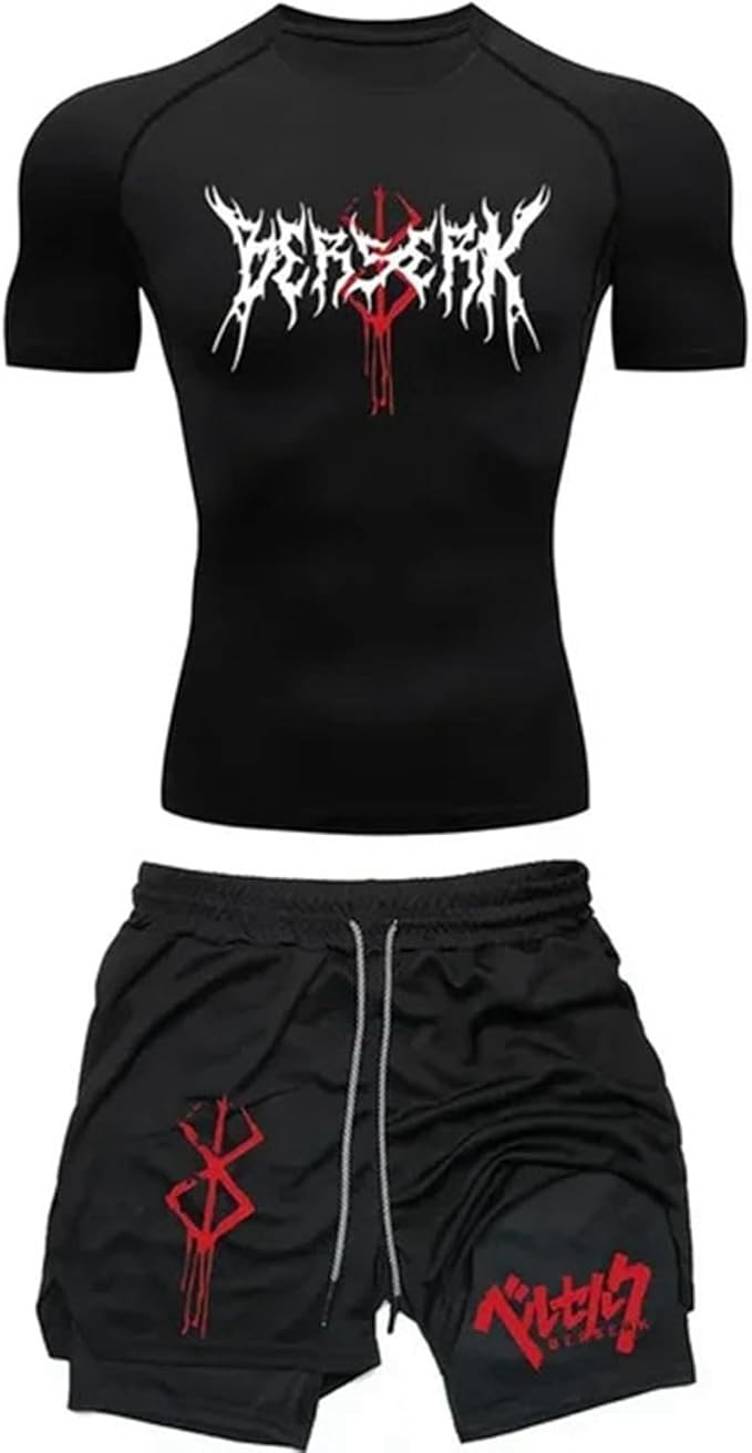 Men's Tracksuit Short Sets Slim Fit Workout Athletic Gym Outfits Elastic Drawstring Shorts with C... | Amazon (US)