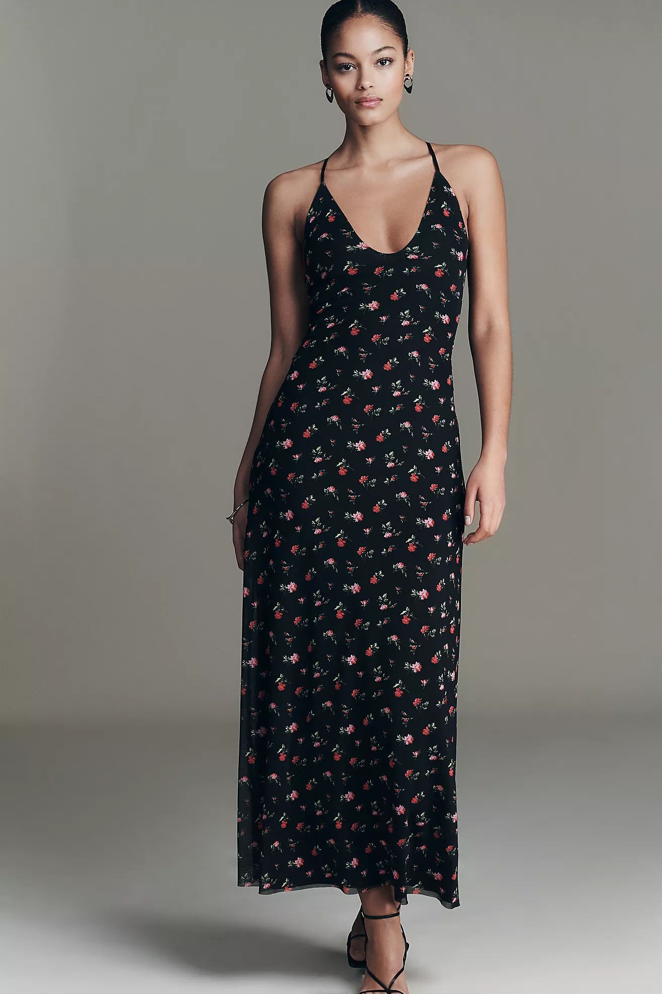 AFRM Romy Scoop-Neck Mesh Midi Dress | Anthropologie (US)