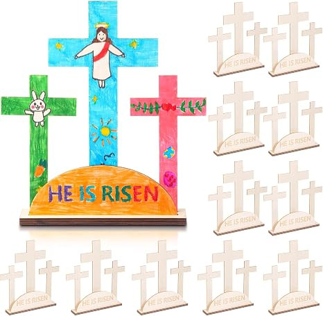 6 Sets DIY Wood Cross Crafts for Kids He is Risen Craft Crosses Kits Make Your Own Jesus Easter D... | Amazon (US)