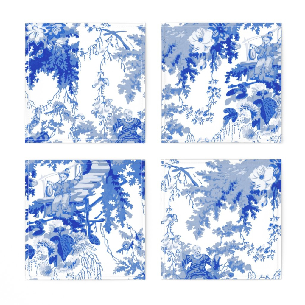 Cocktail Napkins Blue And White Chinoiserie Toile Willow Chinese Set of 4 - Walmart.com | Walmart (US)