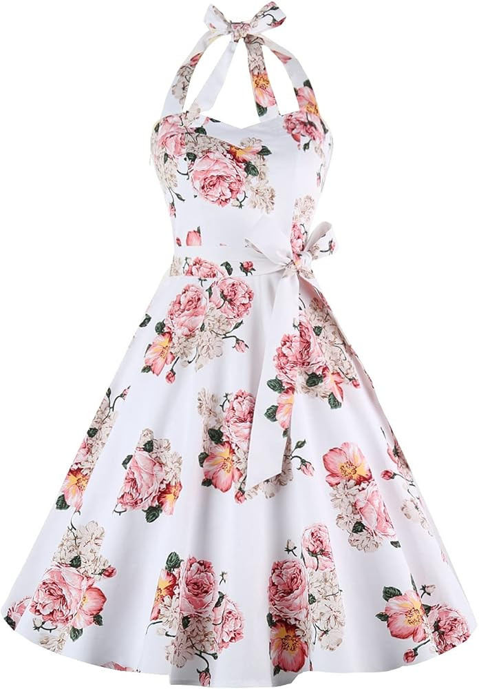 Topdress Women'sVintage Polka Audrey Dress 1950s Halter Retro Cocktail Dress | Amazon (US)