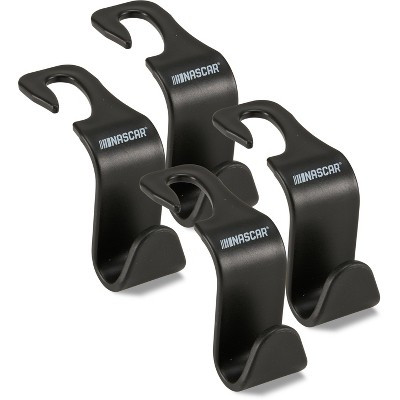 NASCAR Car Seat Headrest Hooks 4 Pack Car Accessories Organizer Universal Fit for Hanging Purses Handbags Coats Bags Curve Design Black | Target