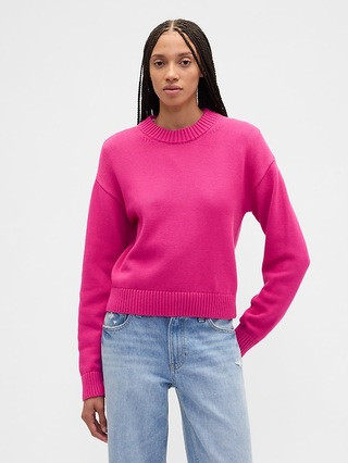 Relaxed Cropped Crewneck Sweater | Gap Factory