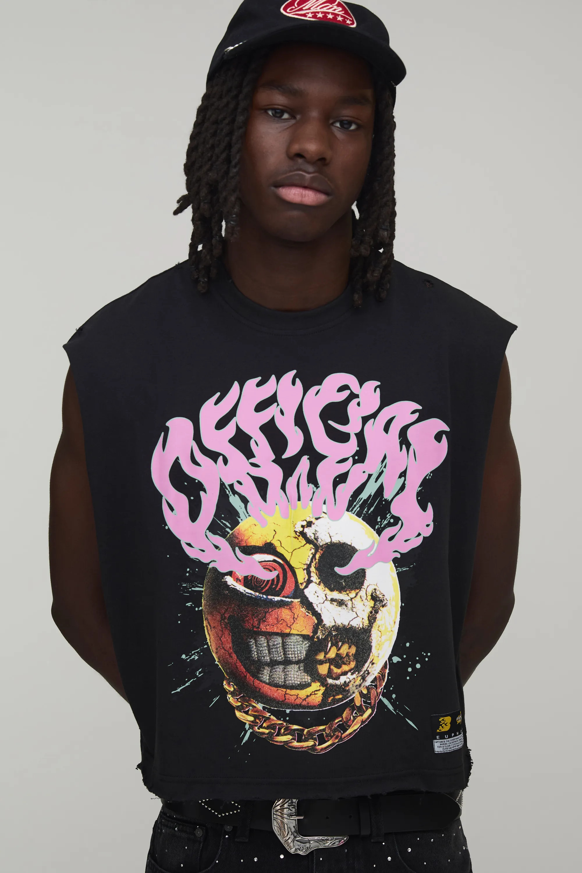 Black Oversized Shrunken Fit Official Graphic Tank | BOOHOOMAN USA | boohooMAN (US & Canada)