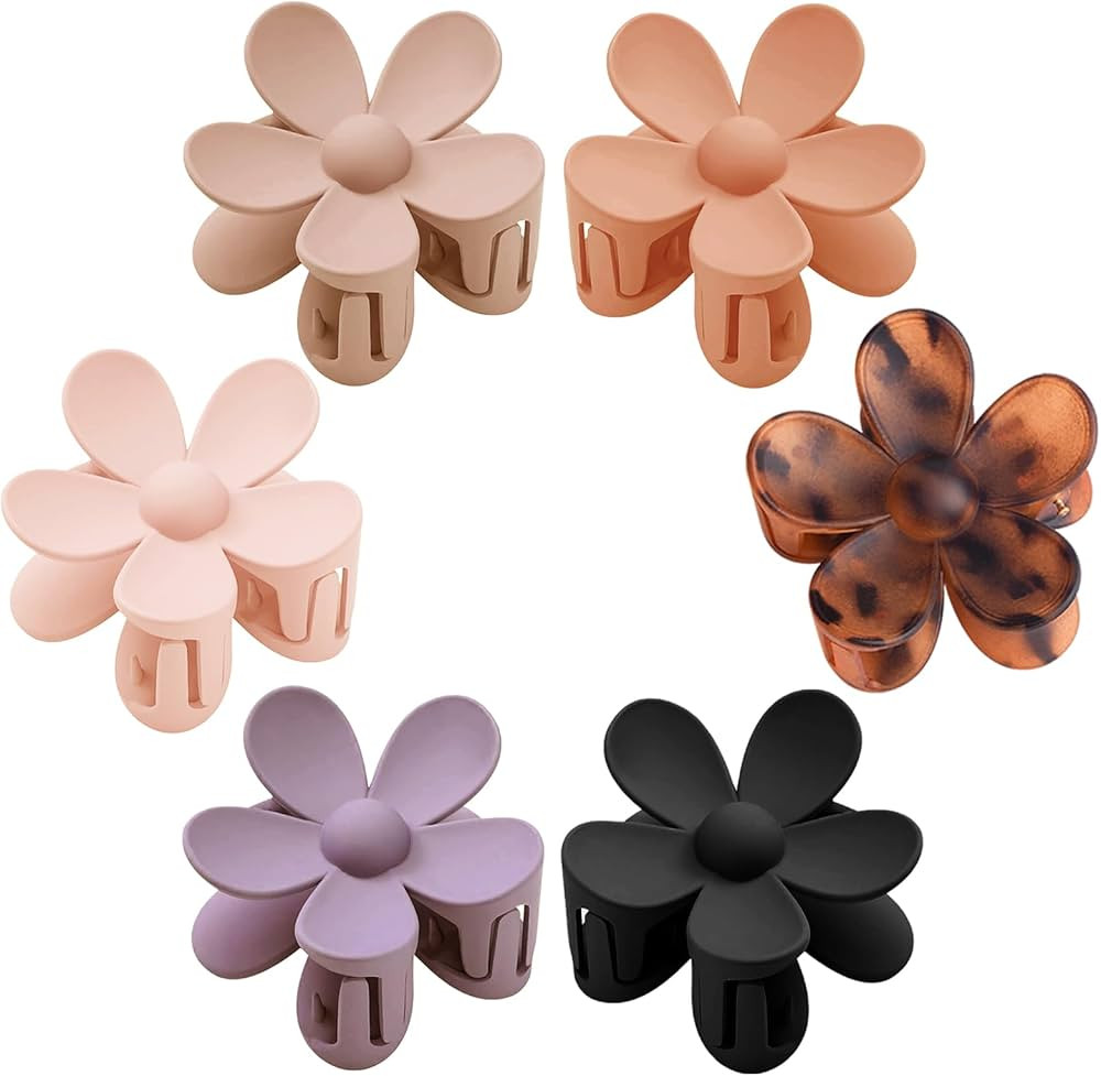 Flower Hair Clips 6 PCS Flower Claw Clips Daisy Clips for Women Matte Large Claw Clips Strong Hol... | Amazon (US)