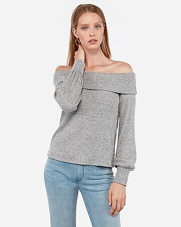 express one eleven ribbed off the shoulder top | Express