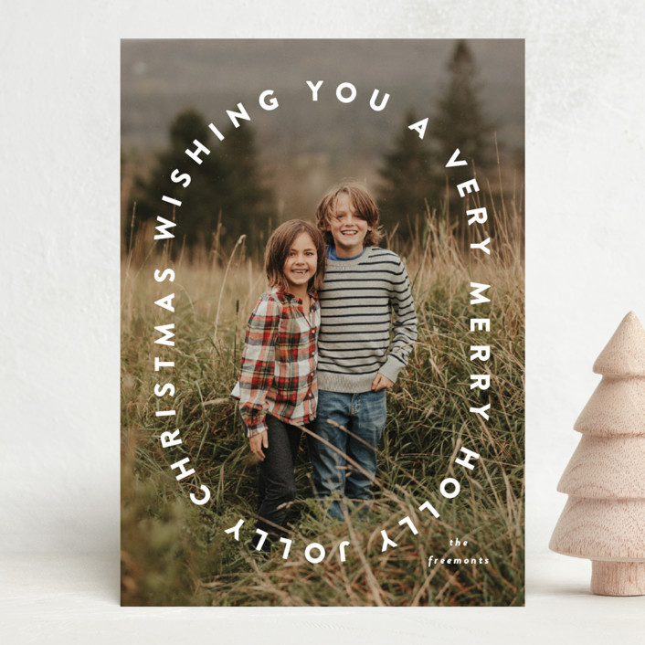 "Holly Jolly and Merry" - Customizable Holiday Photo Cards in White by Angela Garrick. | Minted