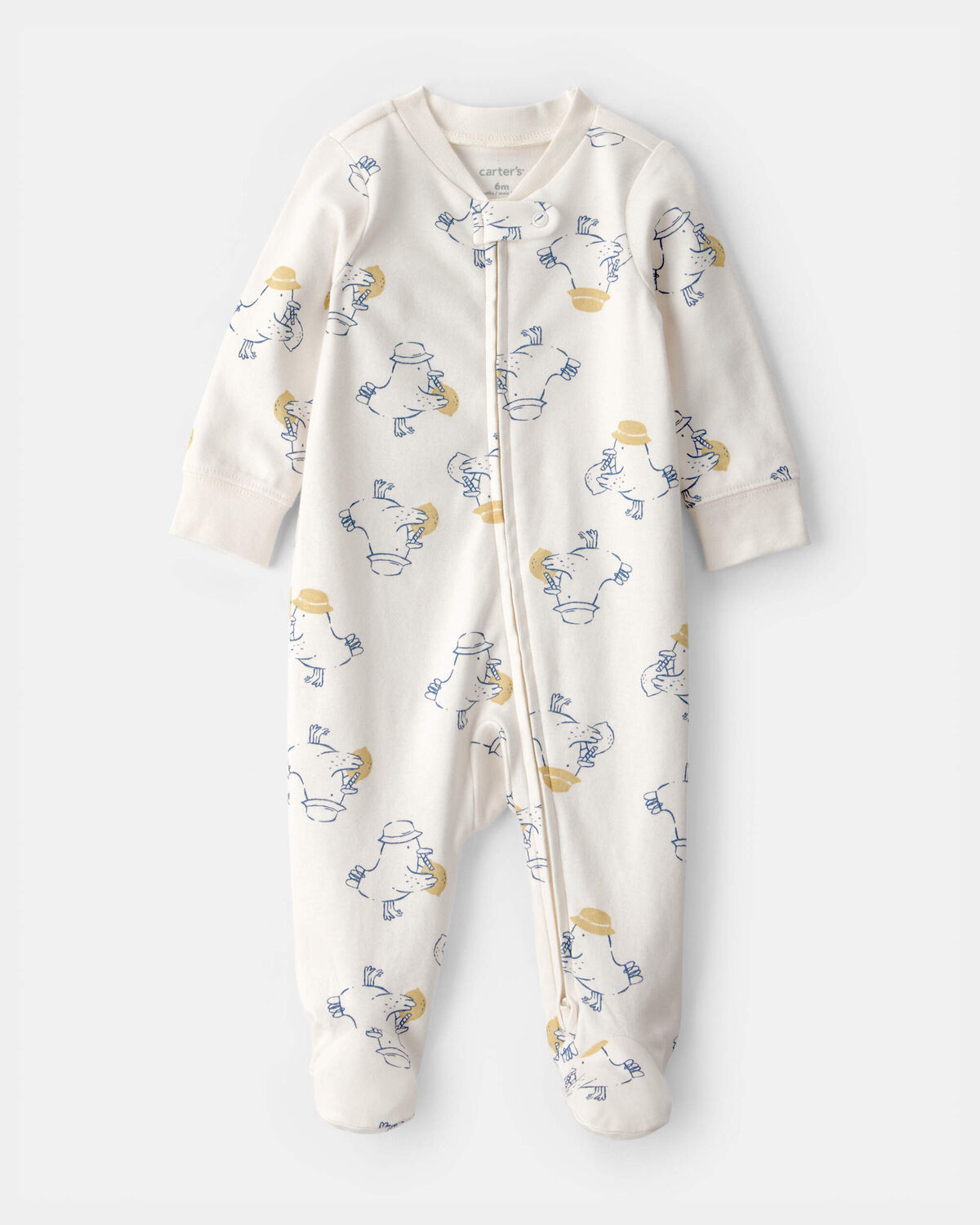 Cream - Baby Duck 2-Way Zip 100% Cotton Sleep & Play Pajama - Cream, Selected | Carter's Inc