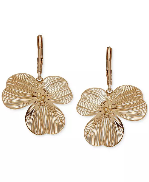 lonna & lilly Gold-Tone Open Flower Leverback Drop Earrings - Macy's | Macy's