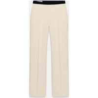 Zara - Straight-Leg Trousers With Contrast Waist - Sand - L - Woman | Zara UK