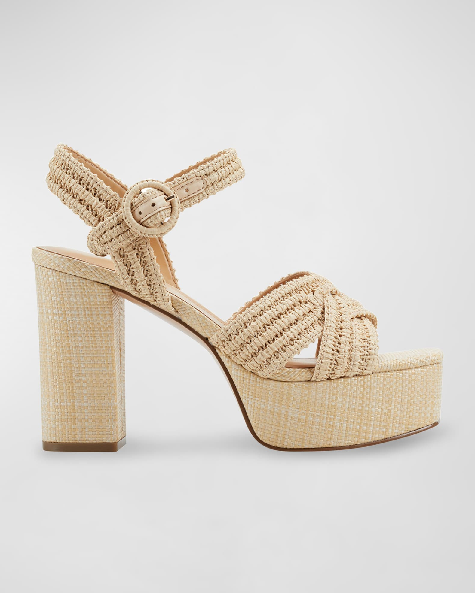 Marc Fisher LTD Chesse Woven Crisscross Ankle-Strap Platform Sandals | Neiman Marcus