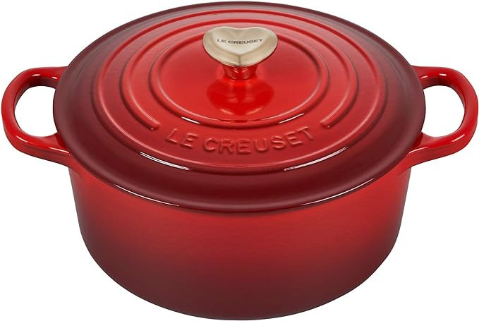 Le Creuset Cerise with SS Figural Heart Knob Enameled Cast Iron Signature Round Dutch Oven, 3.5 q... | Amazon (US)