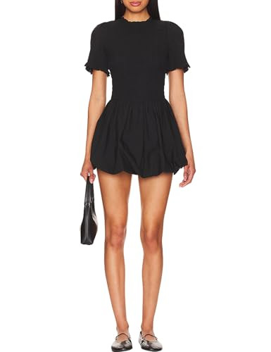 LuFeng Womens Short Sleeve Cut Out Bubble Tank Dress Mock Neck Ruffle Y2k Mini Bodycon Party Club Dresses Black | Amazon (US)