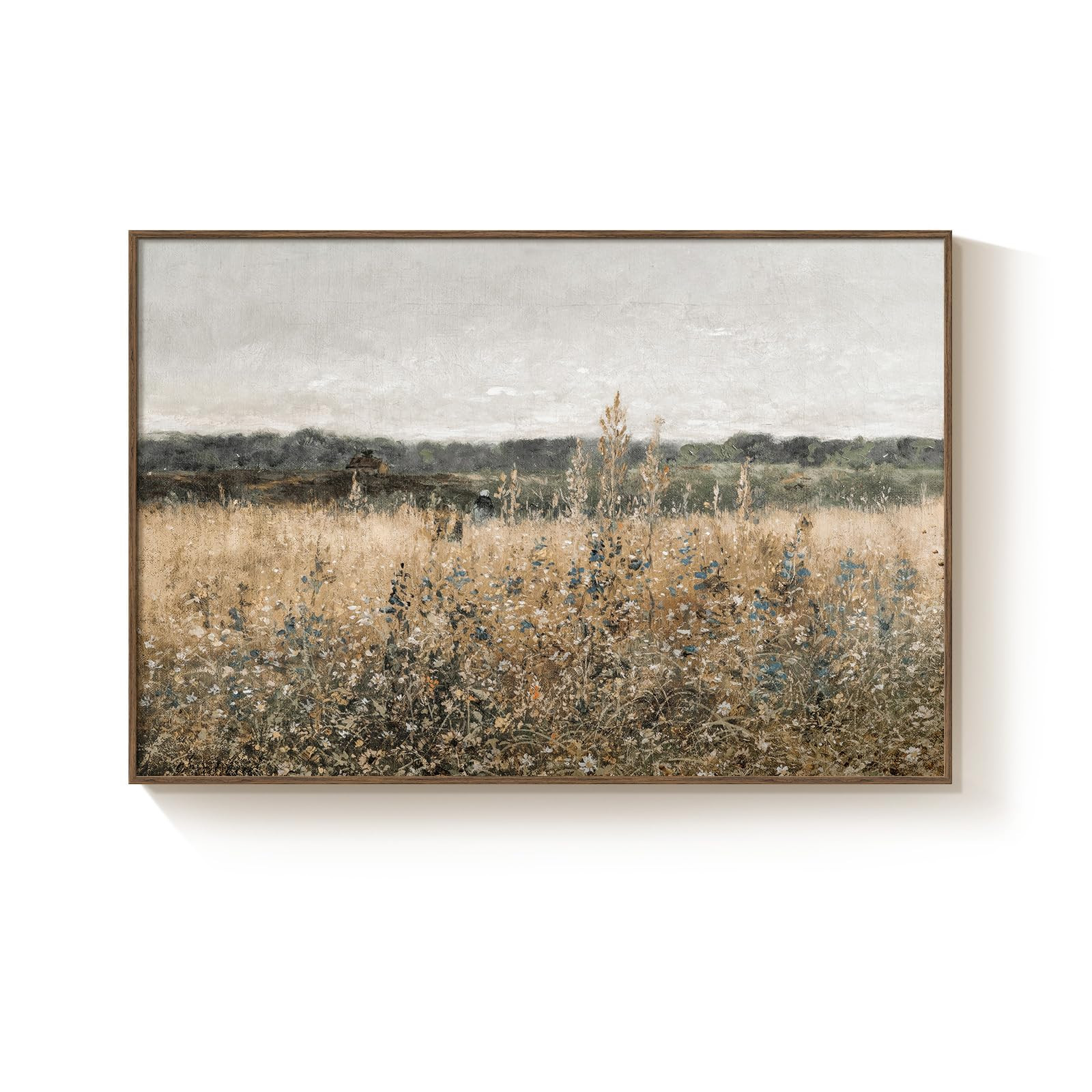Framed Vintage Landscape Wall Art for Living Room, Farmhouse Rustic Wildflower Artwork for Walls,... | Amazon (US)