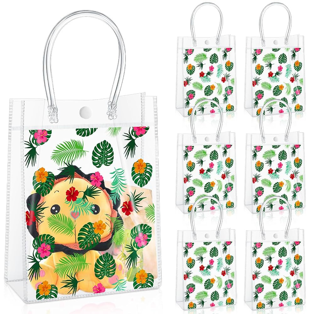 Saypacck 36 Pcs Hawaiian Clear Gift Bags Luau Party Summer Tropical Bags with Handle Luau Treat P... | Amazon (US)