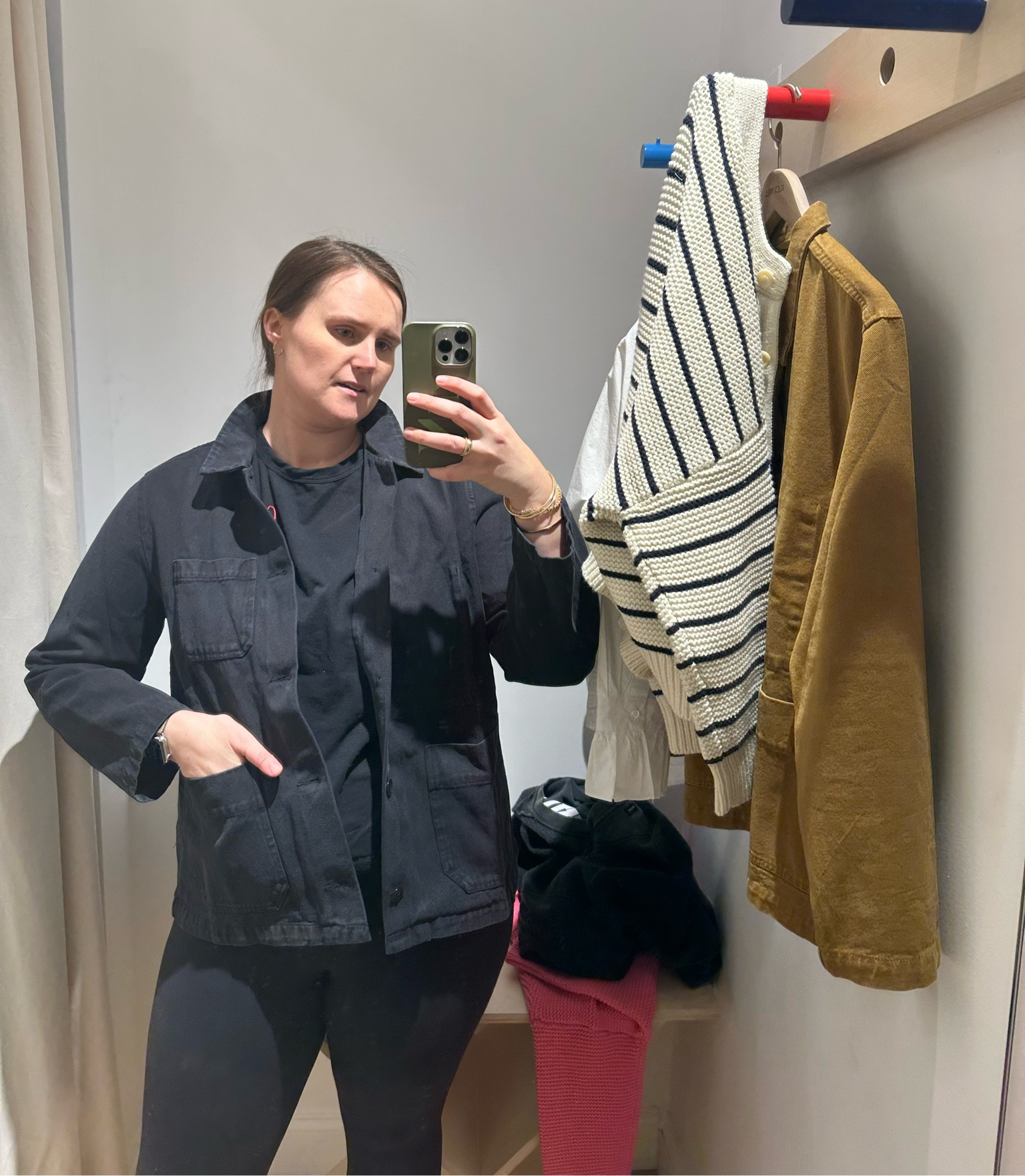 One more canvas utility jacket, this one is from Alex Mill. I am in size XXL - so in this one I would say take your bigger of two sizes so you have room for layers  