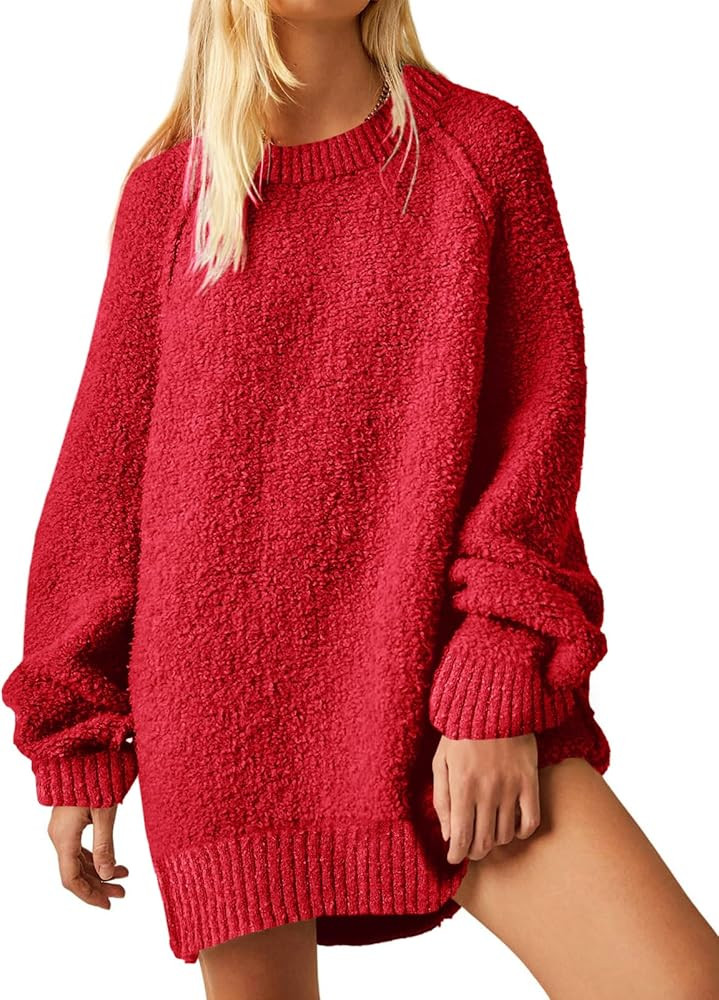 UNCLECAT Women's Oversized Sweaters Trendy Fuzzy Knit Sweater Tops Long Sleeve Crewneck Casual Pu... | Amazon (CA)