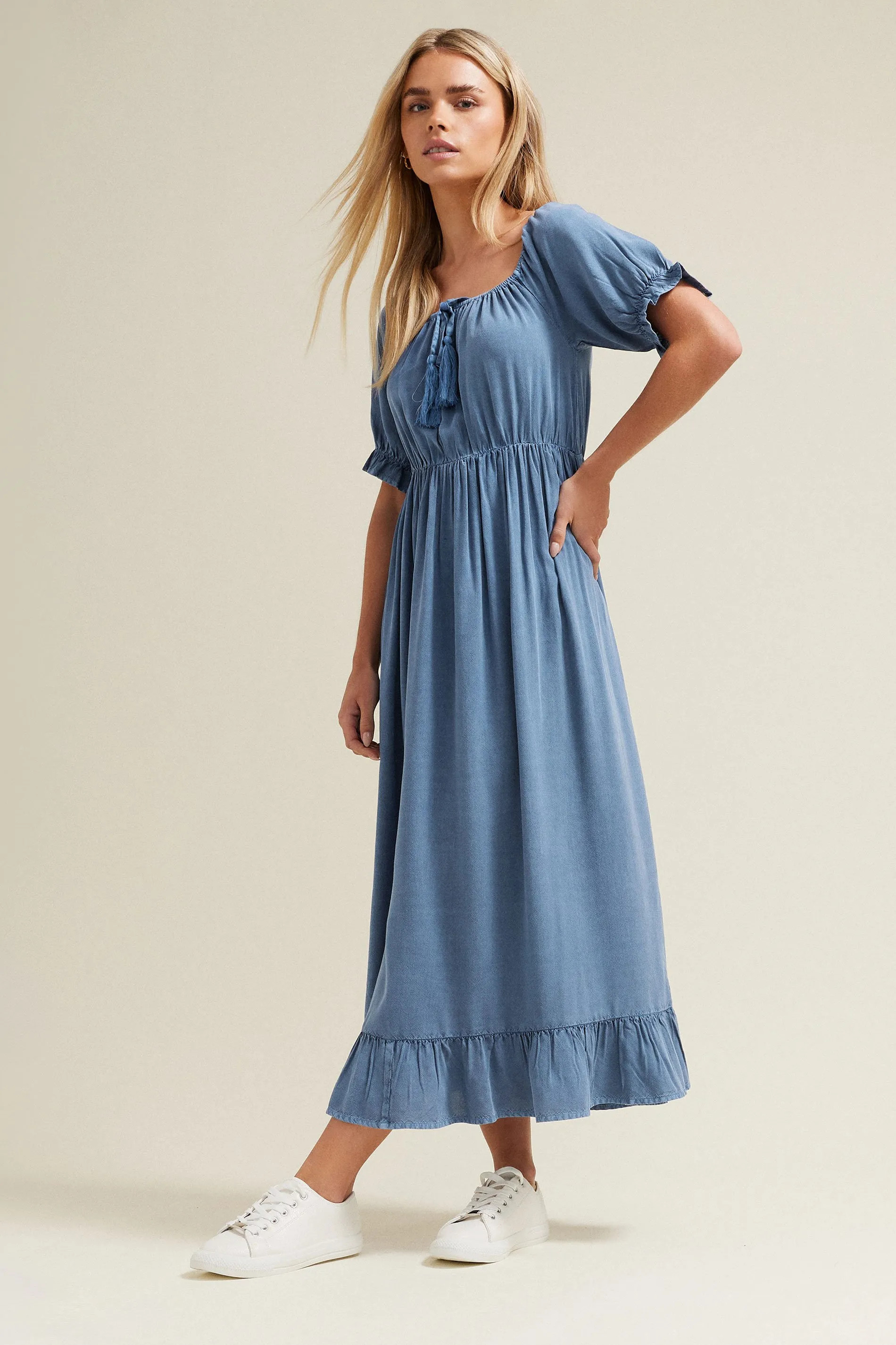 Blue M&Co Petite Tassel Detail Smock Dress | Debenhams | Debenhams UK
