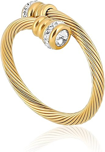 FOCUSTEEL Cable Ring, a Cuff Pearl Ring Designed to Fit Finger Circumference Between 70mm-90mm | Amazon (US)