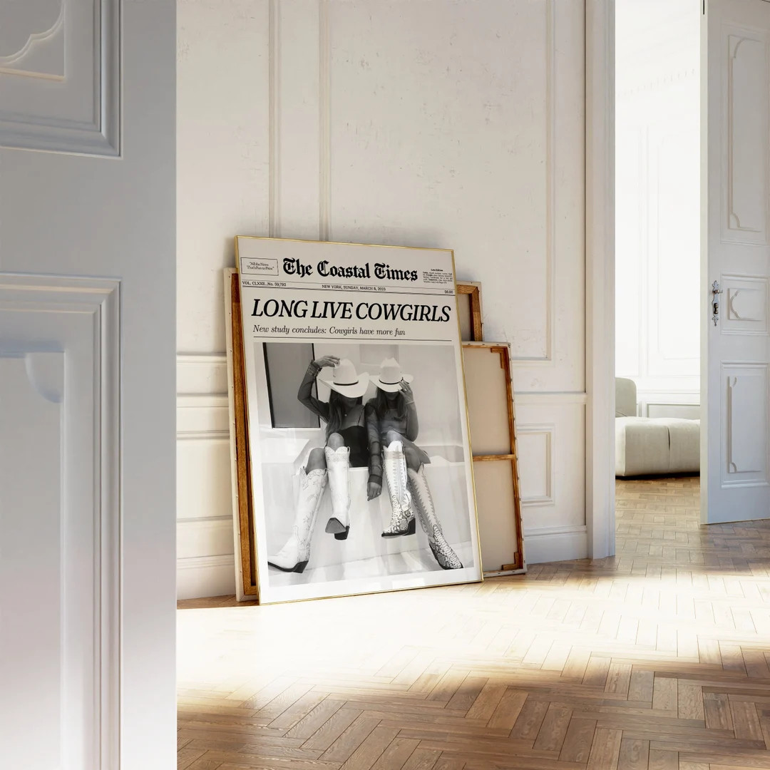 Coastal Cowgirl Wall Art Newspaper Print Wall Art, New York News | Western Wall Art Vintage Bar C... | Etsy (US)