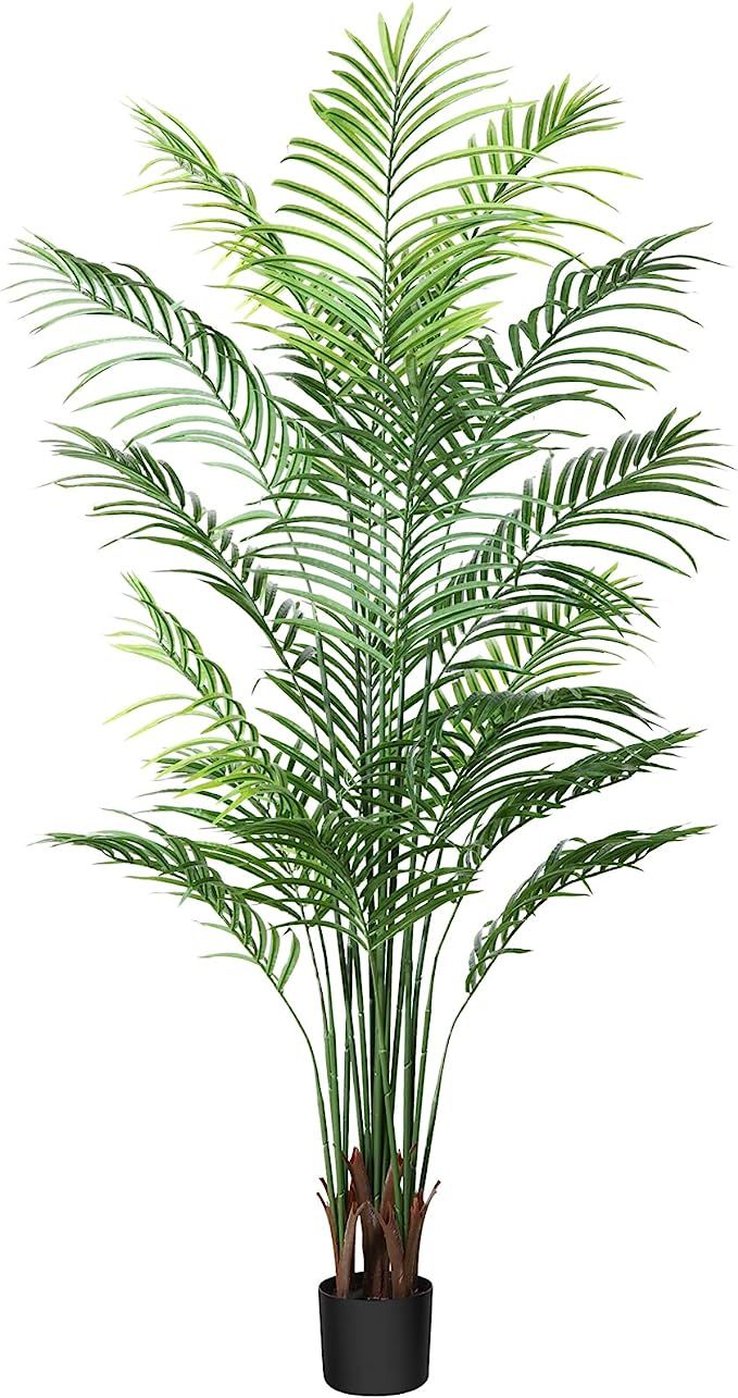 CROSOFMI Artificial Areca Palm Plant 6Feet Fake Tropical Palm Tree, Perfect Faux Dypsis Lutescens... | Amazon (US)