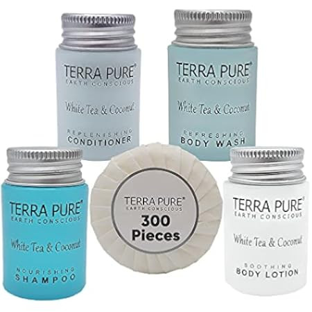 Terra Pure White Tea and Coconut Hotel Soaps and Toiletries Bulk Set | 1-Shoppe All-In-Kit for Hotel | Amazon (US)
