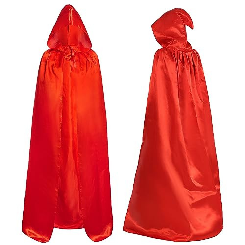 hoyuwak Red Cape with Hood for Women Men Full Length Red Cloak for Red Riding Hood Role Play Cosplay Christmas Costume Dress-Up | Amazon (US)