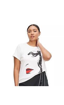DVF Diane Von Furstenberg x Target White Crewneck T-shirt Red Lip Tee Sz. M New | eBay US