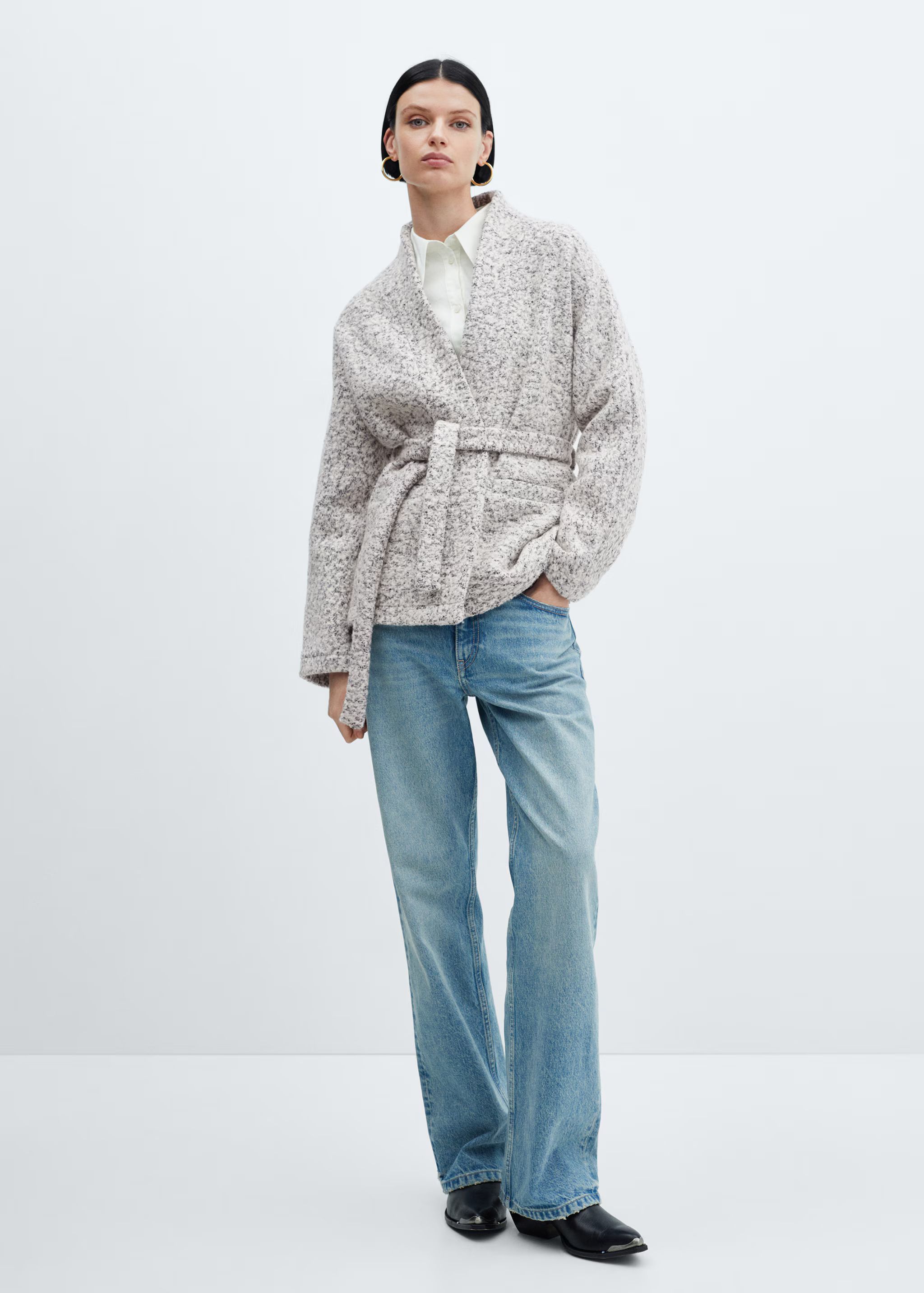 Wool-blend jacket with belt | MANGO (US)