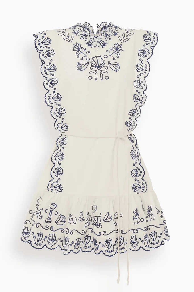 Leela Embroidered Mini Dress in Cream | Hampden Clothing