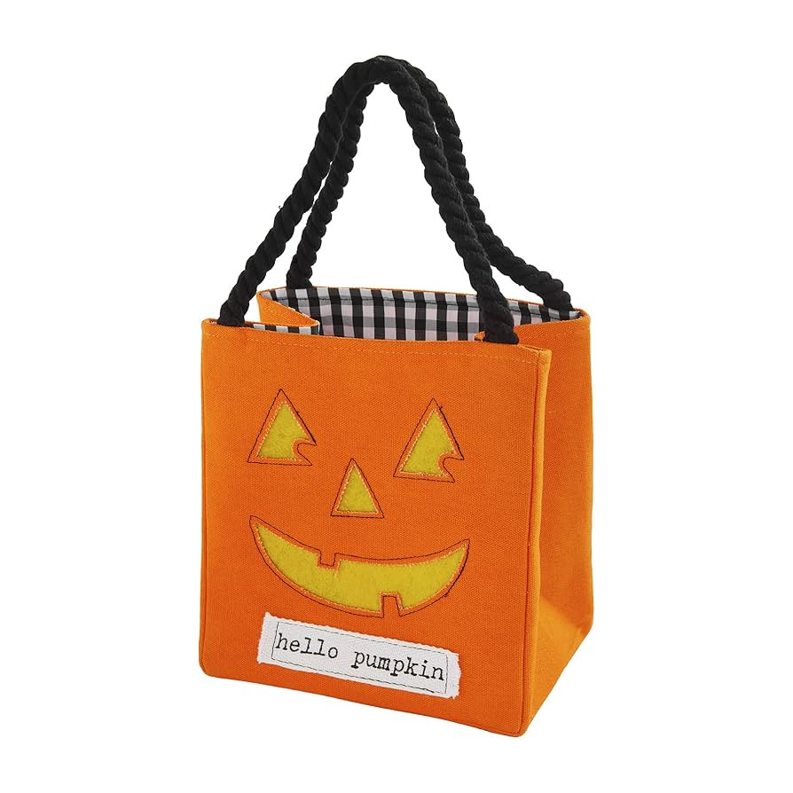 Mud Pie Children's Halloween LED Light Up Treat-or-Treat Candy Bag, Pumpkin, 7 1/2" x 7" | Amazon (US)