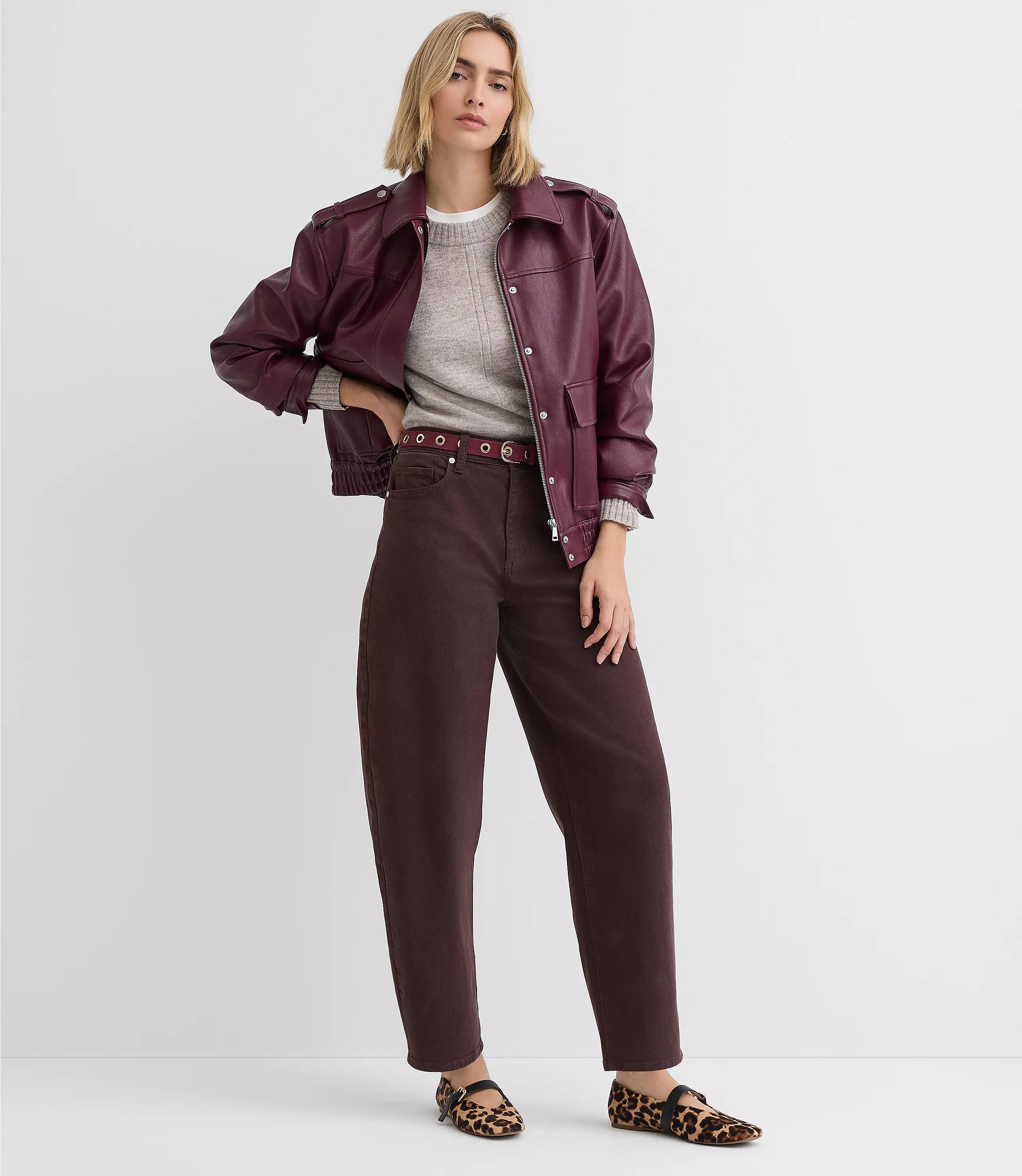 Petite High Rise Barrel Jeans in Iced Espresso | LOFT