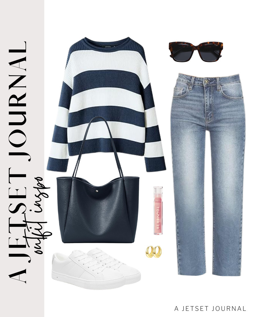 You have to check out this comfy striped crew-neck sweater from Zesica, paired with light-wash jeans. You’ll also love the vegan leather tote bag and fashion sneakers that I added to the outfit. 

 #LTKSeasonal #LTKSaleAlert #LTKTravel