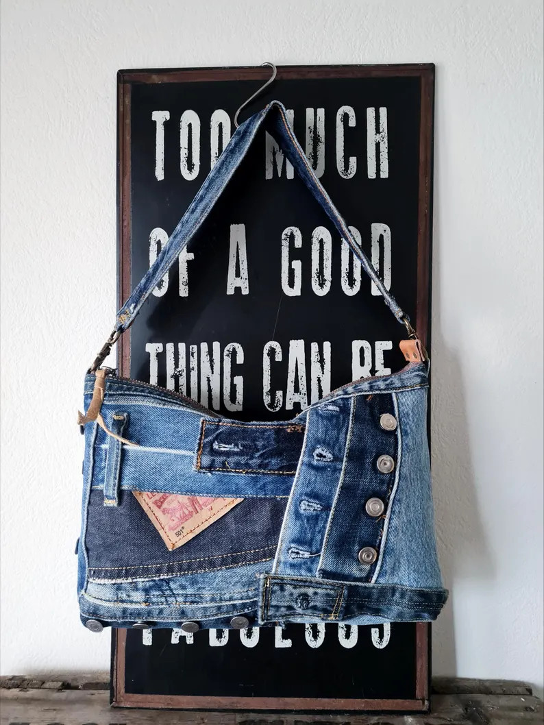 Purse made from jeans details | Etsy (Global)