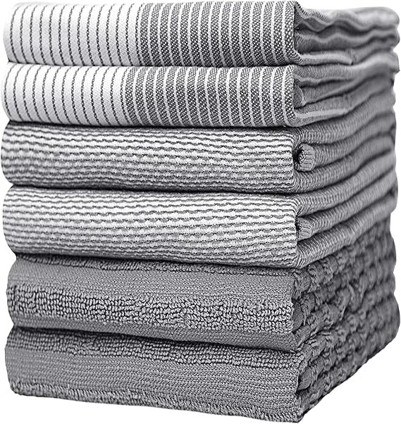 Premium Kitchen Towels (20”x 28”, 6 Pack) | Large Cotton Dish Towels | Flat & Terry Highly Ab... | Amazon (US)