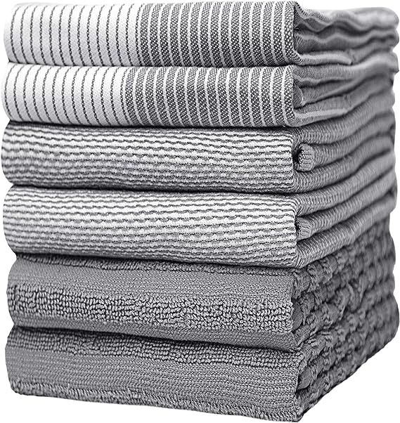 Premium Kitchen Towels (20”x 28”, 6 Pack) | Large Cotton Kitchen Hand Towels | Flat & Terry T... | Amazon (US)