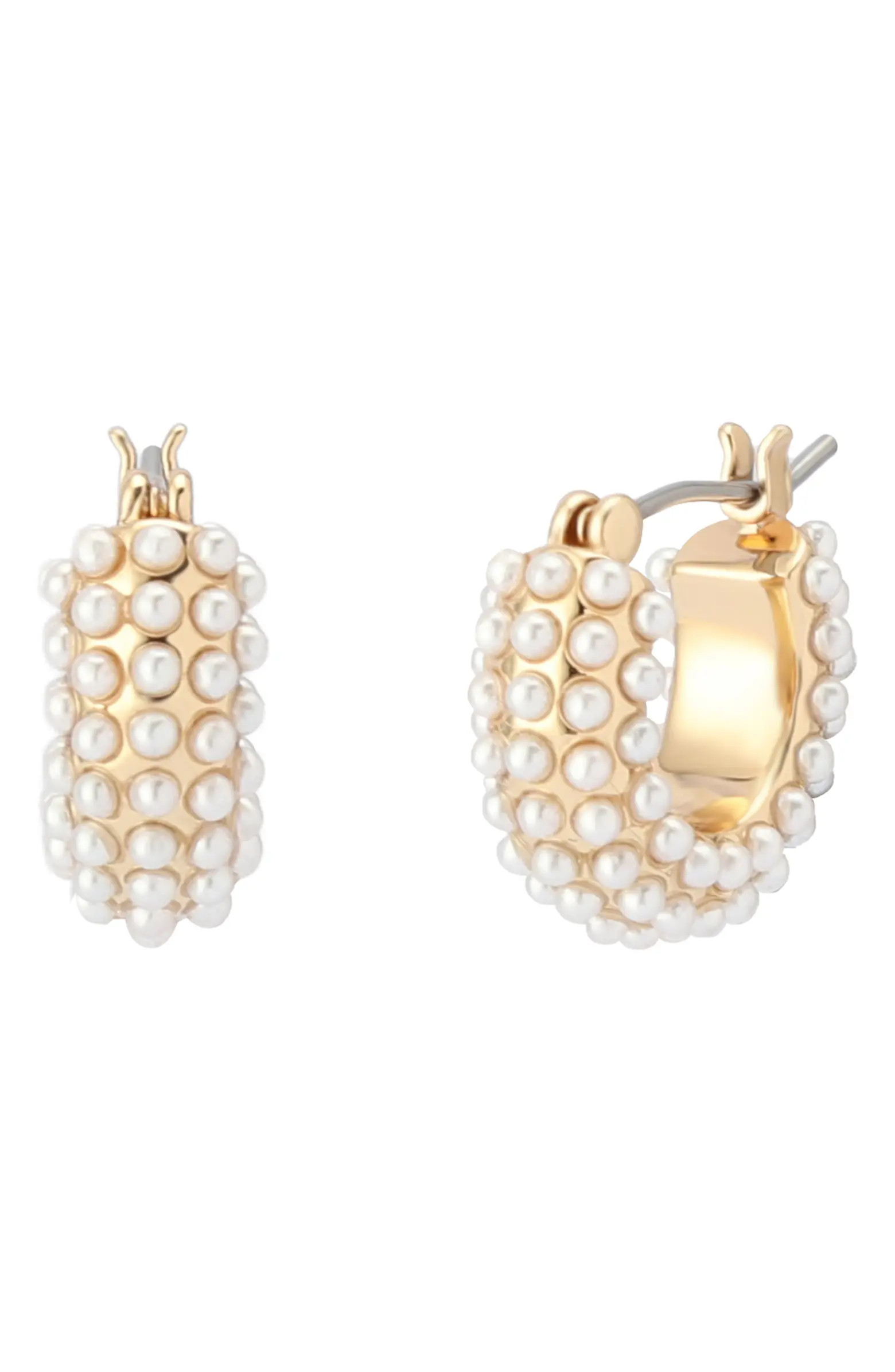 AllSaints Faux Pearl Huggie Hoop Earrings | Nordstrom | Nordstrom