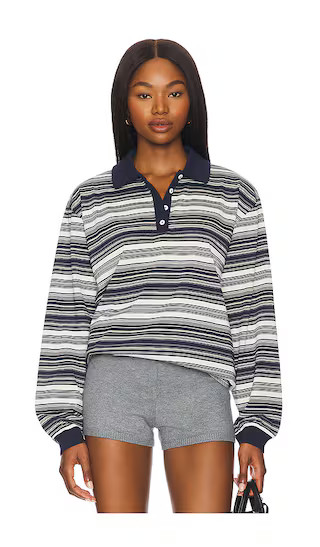 Lena Top in Navy & Ivory Stripe | Revolve Clothing (Global)