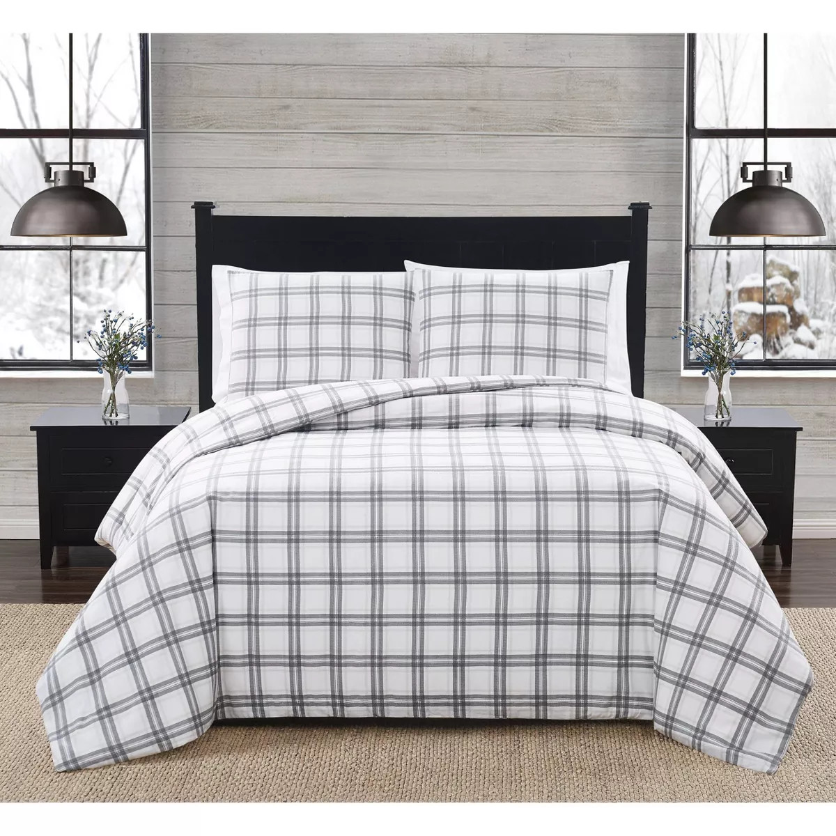 Plaid Flannel Duvet Set - London Fog | Target